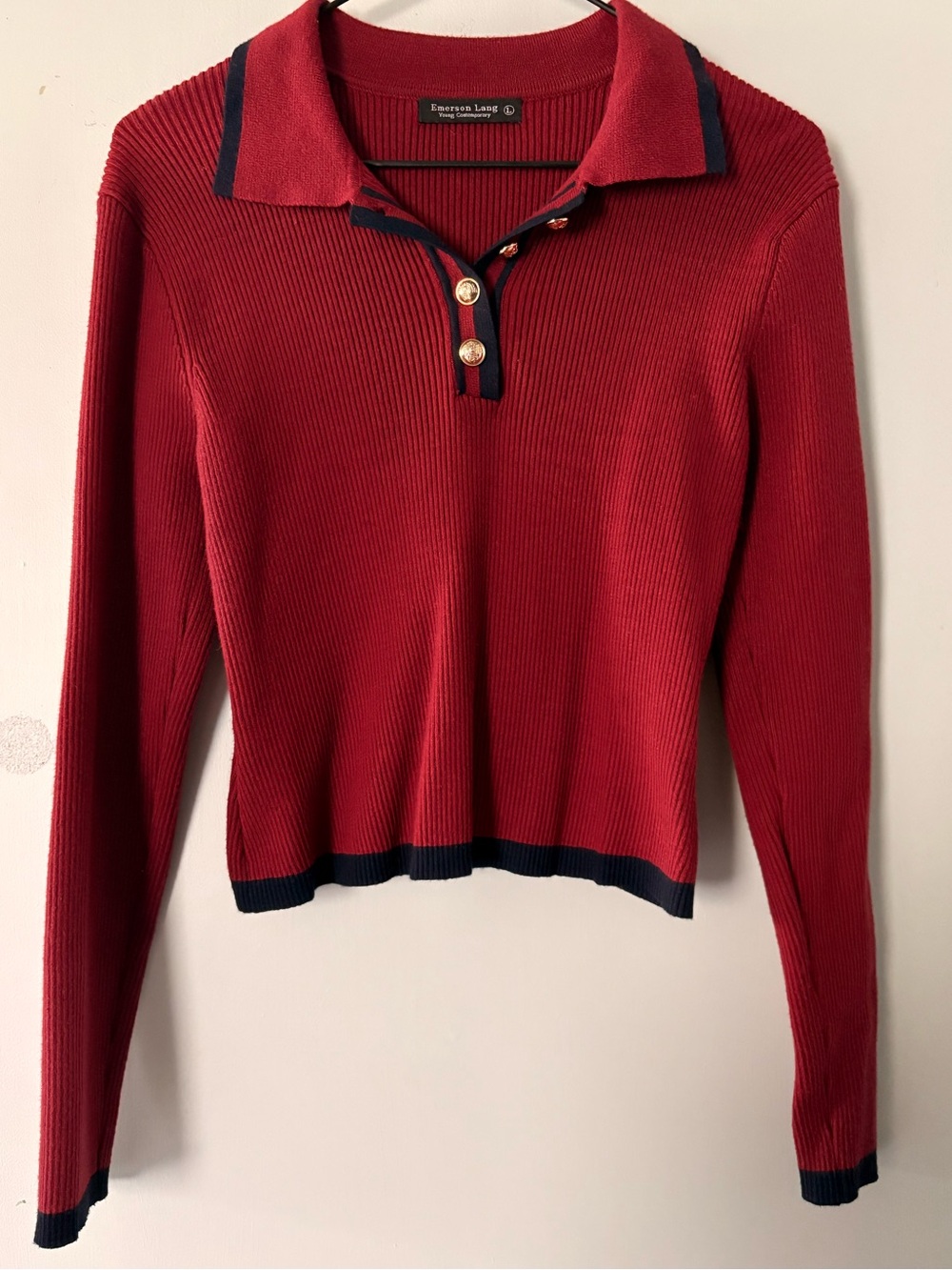 Emerson Lang maroon knit polo